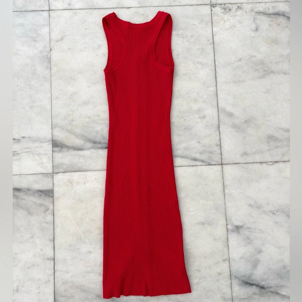 Y2K BEBE Dress Red Swarovski Midi Ribbed Knit Full Zip Women S Hip Hop Boho